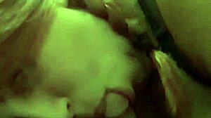 milf gives voyeur blowjob to redhead with music