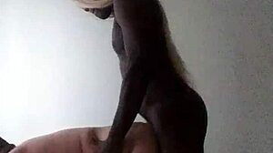 latino sucks black shemale's big cock deepthroat in ass