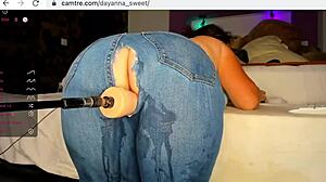 Amateur MILF squirts and creams on a masturbation machine