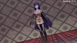 Mmd Raiden Mei trema in calze e reggicalze per divertimento con sculacciate