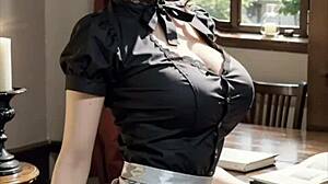 אומנית אסייתית בהנתי 3D מתנענעת בחוץ עם ASMR