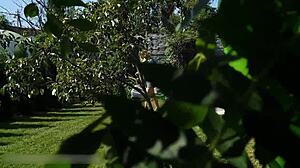 Съсед шпионира гола нудистка с големи цици на обществено място