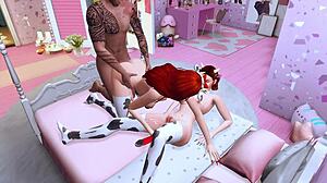 Hey, diese verbotene Trans-Mistress dominiert total Stiefmutter und Stieftochter in wilder Hentai-Action