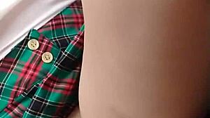 mexican teen 18+ lifts skirt to show virgin ass for grades