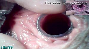 Extrém leszbikus méhnyak játék peehole dildóval dugással vad