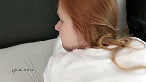 Tjock tjej Maja får en het creampie i närbild