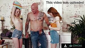 nuru massage - tienermeisjes 18+ stiefzussen gretig om masseuse trucs te showen aan stiefvader, oeps!