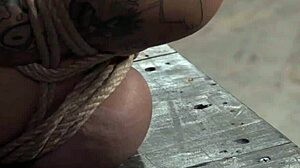 捆绑BDSM奴隶被塞嘴并用力玩弄