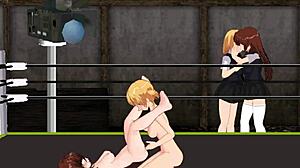 Anime yuri lesbo lottatrici Principessa del Ring Nina vs Karin